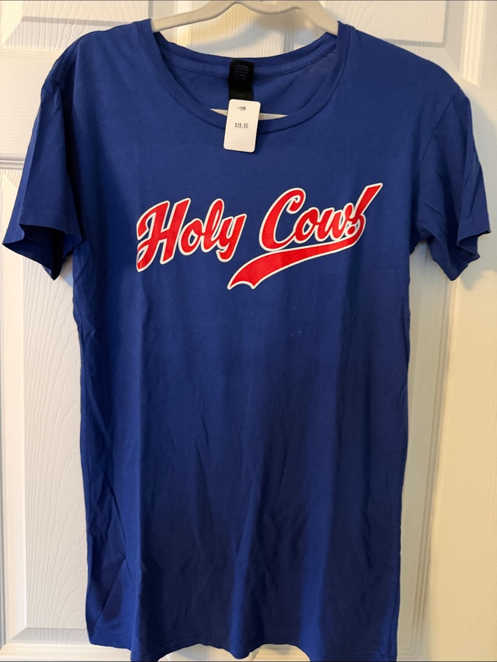 Holy Cow! Blue Graphic Tee with Red & White Details